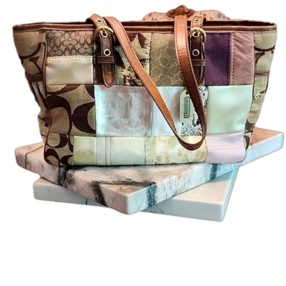 Coach Handbags - Coach #1417, Patchwork satchel from early 2000s, brown tones, preloved condition